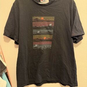 Fila Black Graphic Tee with Multicolor Design